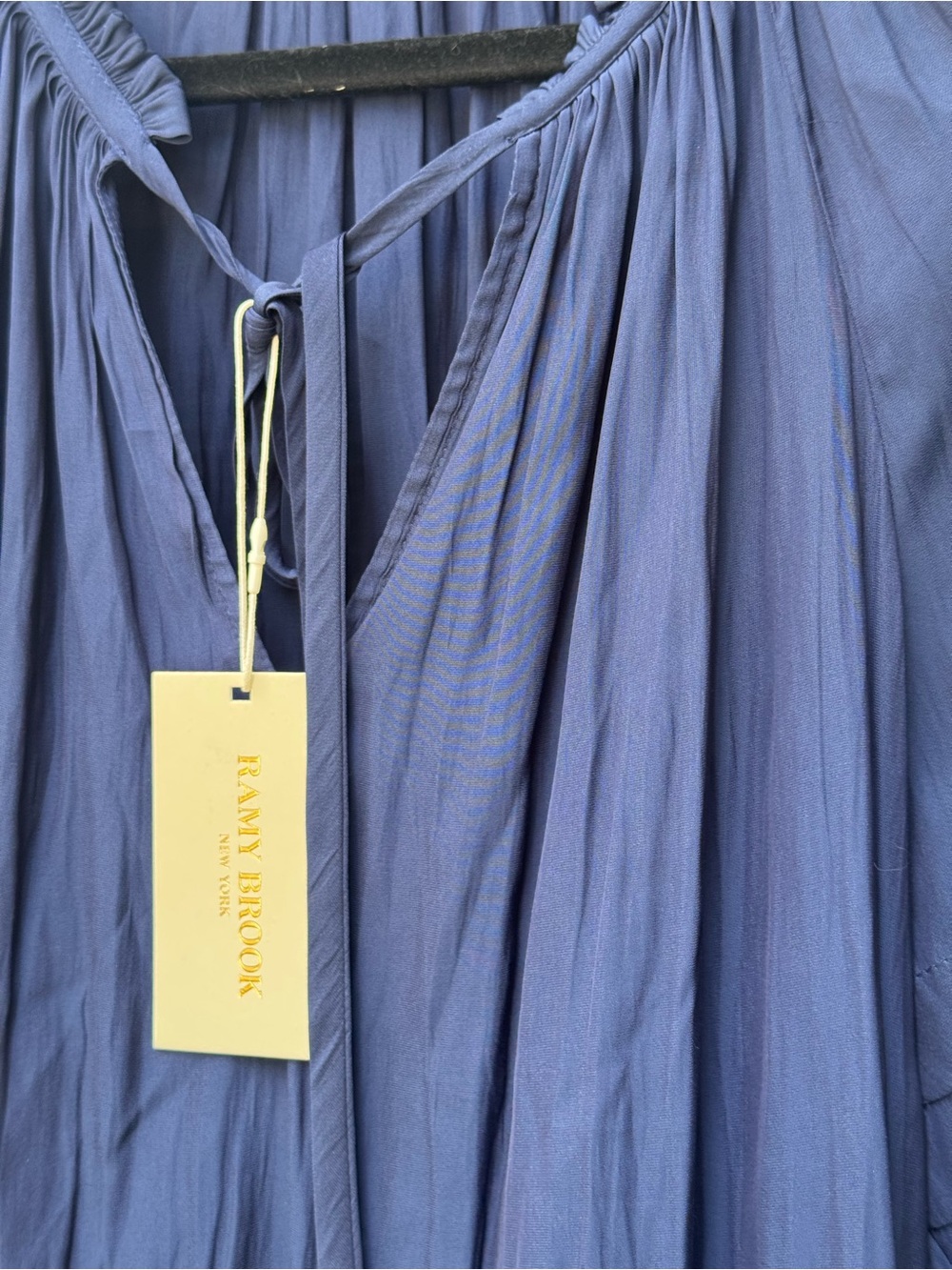 NWT Ramy Brook Rhea Blouse Top Spring Navy Blue L - Picture 6 of 10